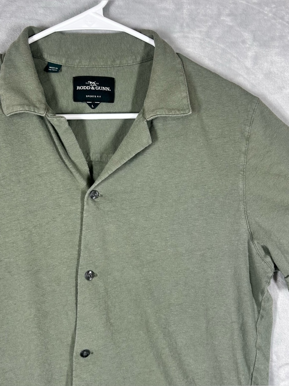 Rodd & Gunn Linen Cotton Blend Shirt Mens Large Green Short Sleeve Sports Fit
